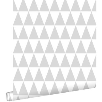 papel pintado triángulo geométrico gráfico gris claro cálido y blanco mate