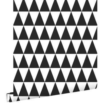 papel pintado triángulos gráficos negro y blanco mate