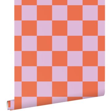 papel pintado bloques morado lila y naranja