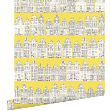 papel pintado casas de amsterdam amarillo