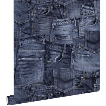 papel pintado tela de jeans azul oscuro