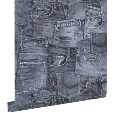 papel pintado tela de jeans azul