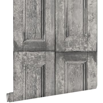 papel pintado puertas de paneles gris