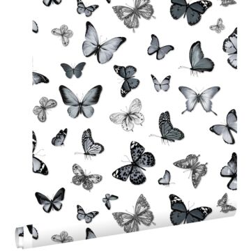 papel pintado mariposas negro y blanco