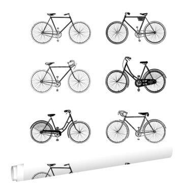 papel pintado bicicletas blanco y negro