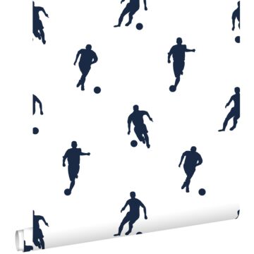 papel pintado jugadores de fútbol azul oscuro sobre blanco