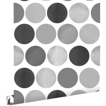 papel pintado grandes puntos lunares gris oscuro