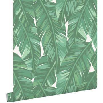 papel pintado hojas de banano jade verde