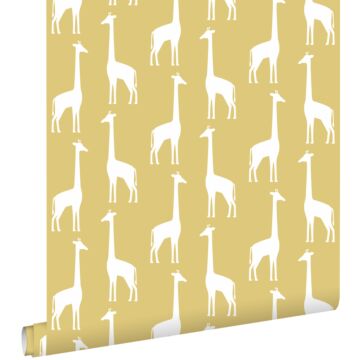 papel pintado jirafas amarillo ocre