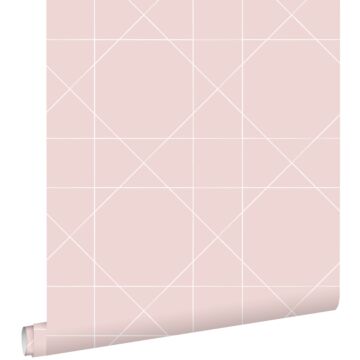 papel pintado líneas gráficas rosa viejo
