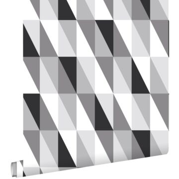papel pintado triángulos gráficos negro, gris y blanco
