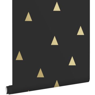 papel pintado triángulos gráficos negro y oro