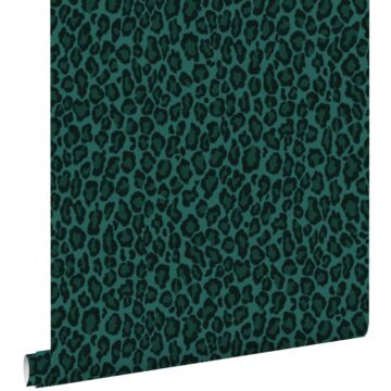 papel pintado piel de leopardo azul petroleo