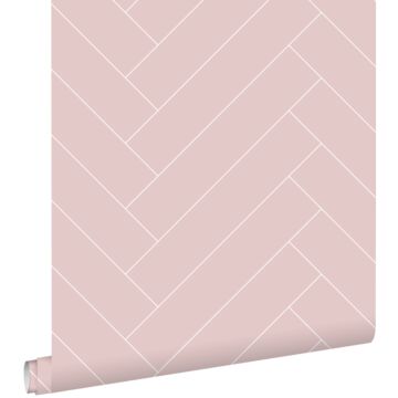 papel pintado chevron rosa viejo y blanco
