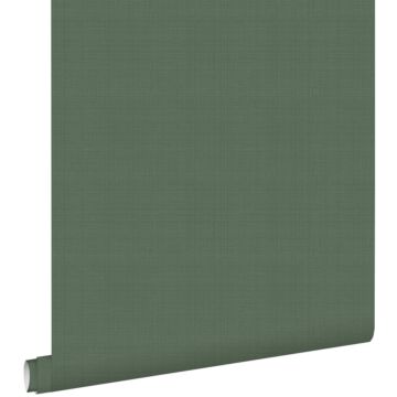papel pintado efecto lino verde oliva agrisado