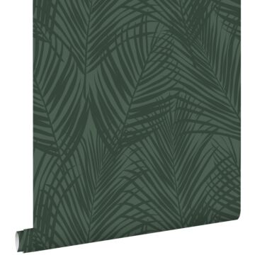 papel pintado hojas de palmera verde oscuro