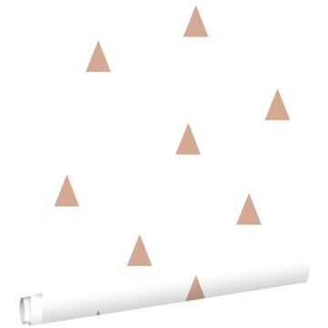 papel pintado pequeños triángulos gráficos blanco y rojo barro cocido