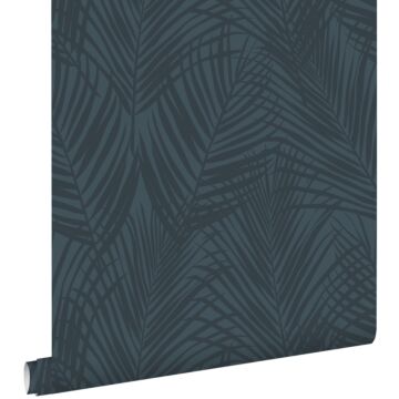 papel pintado hojas de palmera azul oscuro