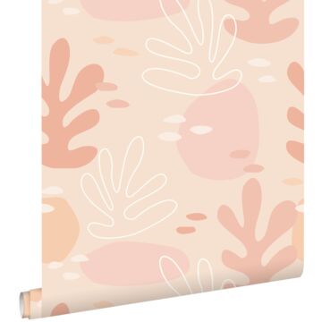 papel pintado coral rosa suave