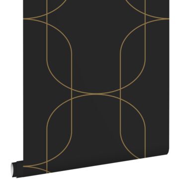 papel pintado formas geométricas negro y oro