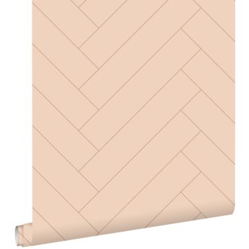 papel pintado chevron rosa terracota