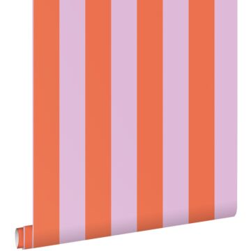 papel pintado rayas naranja y morado lila