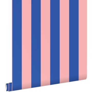 papel pintado rayas rosa claro y azul
