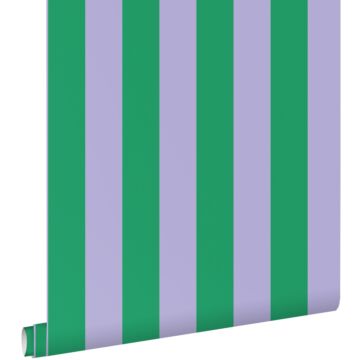 papel pintado rayas verde y morado lila