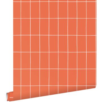 papel pintado azulejos pequeños naranja y blanco