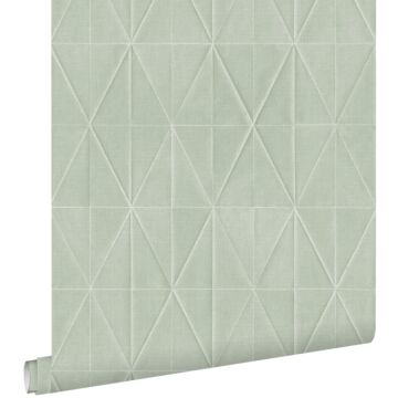 papel pintado con textura eco motivo de origami verde celadón