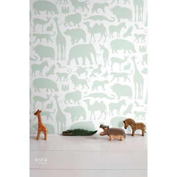 papel pintado animales menta verde