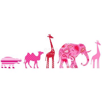 cenefa de papel pintado XXL animales rosa