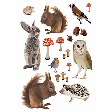 mural decorativo autoadhesivo animales del bosque marrón