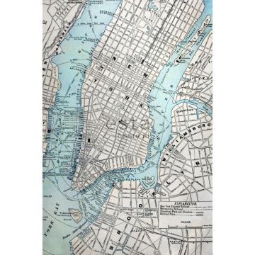 fotomural mapa callejero de Nueva York gris y azul
