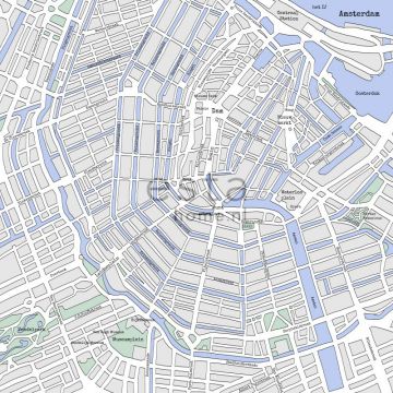 fotomural mapa de amsterdam gris y azul
