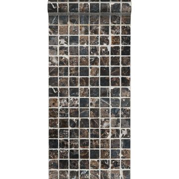 papel pintado XXL azulejos de mosaico marrón y negro