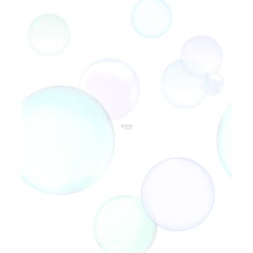 fotomural grandes burbujas flotantes morado, rosa suave, menta verde y azul