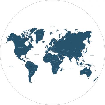 mural redondo autoadhesivo mapa del mundo azul