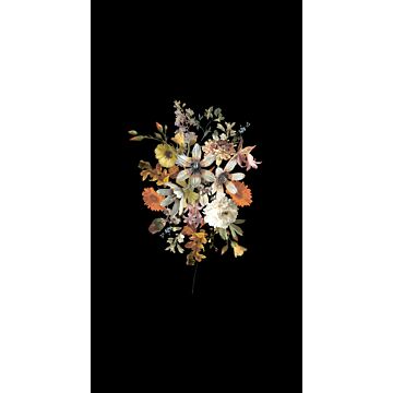 fotomural ramo de flores multi color sobre negro
