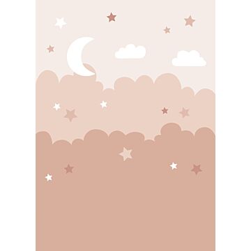fotomural nubes y estrellas rosa terracota
