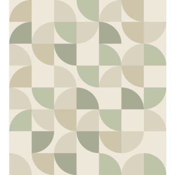 fotomural formas geométricas beige y verde